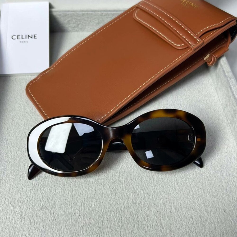 Celine Triomphe Oval Tortoise Sunglasses - Picture 2 of 7
